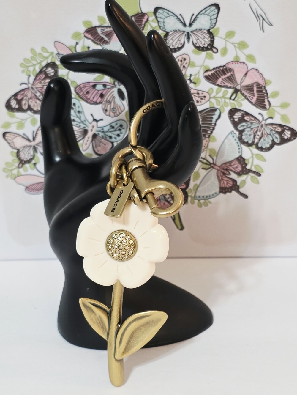 Coach The Summer I Turned Pretty Daisy Bag Charm Key Fob CBX52 Brass Chalk RARE